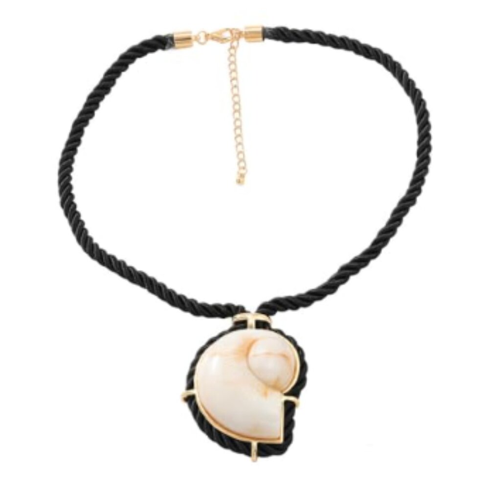 Zara Black and Gold Shell Pendant Necklace
